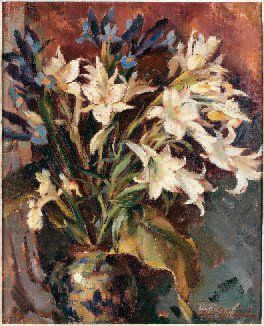 Boris PASTOUKHOFF (1894-1974) Bouquet de lys Huile sur toile, signée en bas à droite,...
