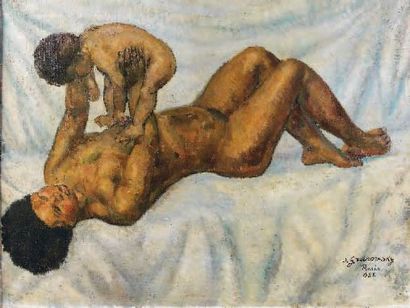 Samuel GRANOWSKY (1889-1942) Maternité Huile sur toile, signée, située Paris et datée...