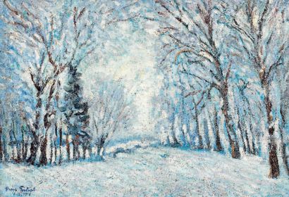 Igor Emmanuilovich GRABAR (1871-1960) Forêt sous la neige Huile sur toile, signée...