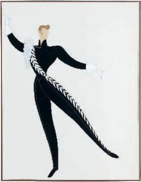 Romain de TIRTOFF dit ERTE (1892-1990) Blanc et noir Projet de costume de danseur...