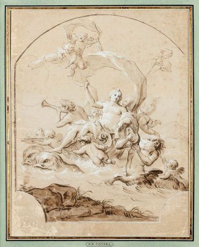 Attribué à Nicolas-Noël COYPEL (1690-1734) 
Triomphe d'Amphitrite 
Plume, encre brune,...