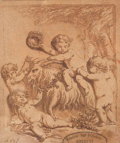 Ecole Française du XVIIIème siècle 
Jeux de putti ou les quatre saisons 
Quatre dessins,...