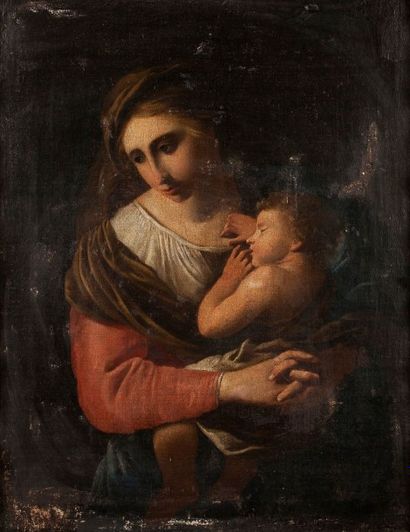 Attribué à Heinrich Friedrich FUGER (1751 - 1818) 
Vierge à l'Enfant
Toile, anciennement...