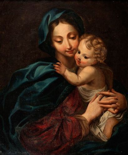 Ecole italienne du XVIIIème siècle, dans le goût du CORREGE 
La Vierge à l'Enfant...