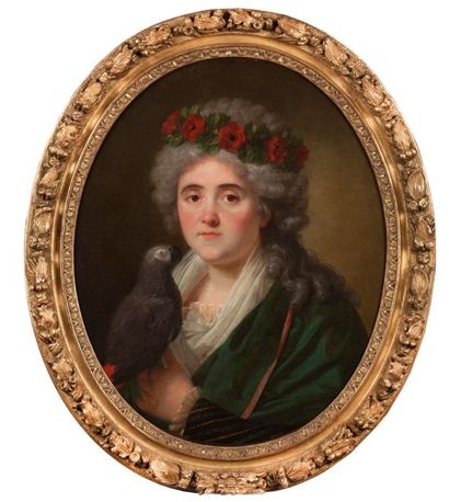 Ecole FRANCAISE vers 1780, entourage d'Antoine VESTIER 
Portrait d'une femme coiffée...