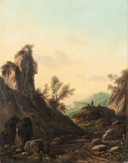 Gabriel Hippolyte LEBAS (1812-1880) 
Paysage 
Huile sur toile 
41 x 32.5 cm