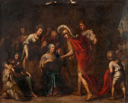 Attribué à Jean Baptiste CORNEILLE (1649-1695) 
La famille de Darius aux pieds d'Alexandre...