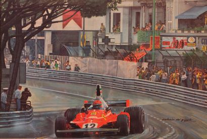 Antonio De' Ginesti 
Lot de 6 affiches de Formule 1 Ferrari sous verre
Dim: 38 X...