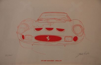 null Lot de 16 lithographies sur la Ferrari 250 GTO Toutes signées par Yoshida et...