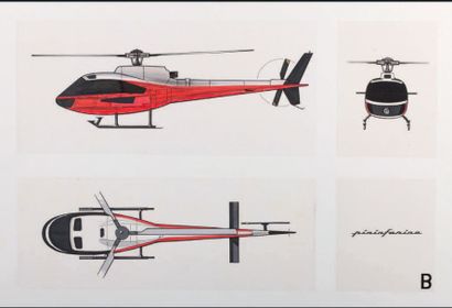 PININFARINA 5 planches d'étude d'un hélicopter Ferrari
Dessins originaux, crayonnés...