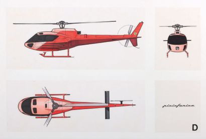 PININFARINA 5 planches d'étude d'un hélicopter Ferrari
Dessins originaux, crayonnés...