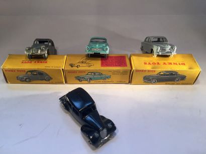 null Lot de 4 miniatures DINKY TOYS comprenant: 1 Citroën Traction 11 BL, sans boite...