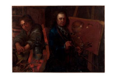 Ecole ALLEMANDE du XVIIIème siècle 
Le peintre dans son atelier
Toile
105 x 146 ...