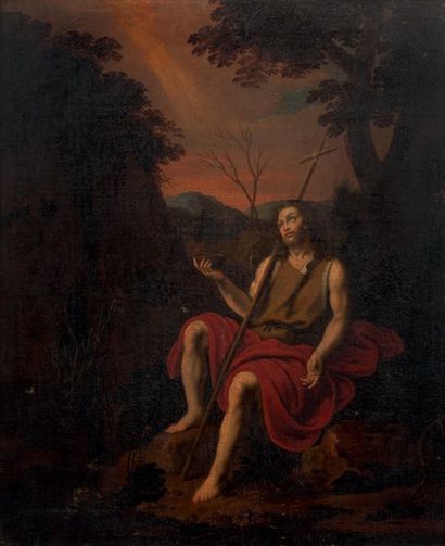 Attribué à Philippe QUANTIN (1600-1636) 
Saint Jean Baptiste
Toile 54,5 x 45 cm