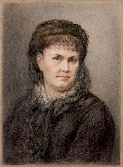 Francisque DESPORTES (Lyon, 1849 - Chailly, 1909) 
Portrait de femme
Trois crayons
H....