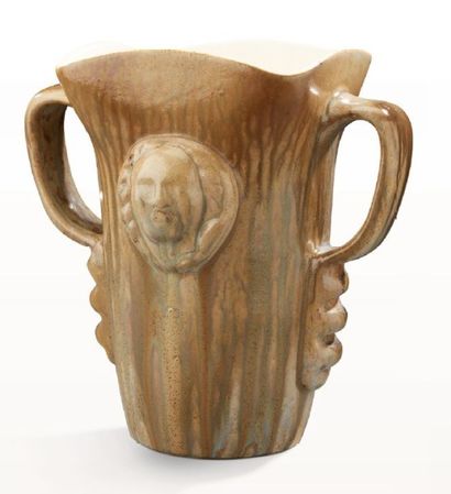 EDOUARD CAZAUX (1889-1974) & NORTON EDITEUR Vase en céramique émaillée à coulures...