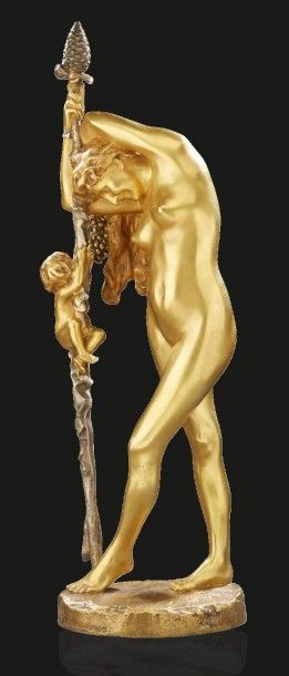 Jean-Léon GEROME (1824-1904) «Bacchante à la grappe»
Epreuve en bronze doré et patiné...