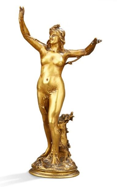 Raoul François LARCHE (1860-1912) "La sève"
Bronze à patine dorée figurant une femme...