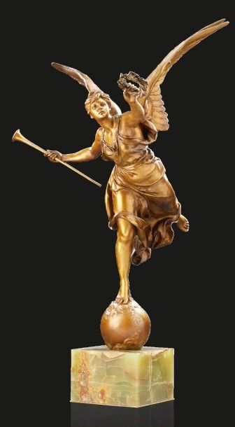 Louis-Ernest BARRIAS (1841-1905) «La Renommée»
Epreuve en bronze à patine brune figurant...