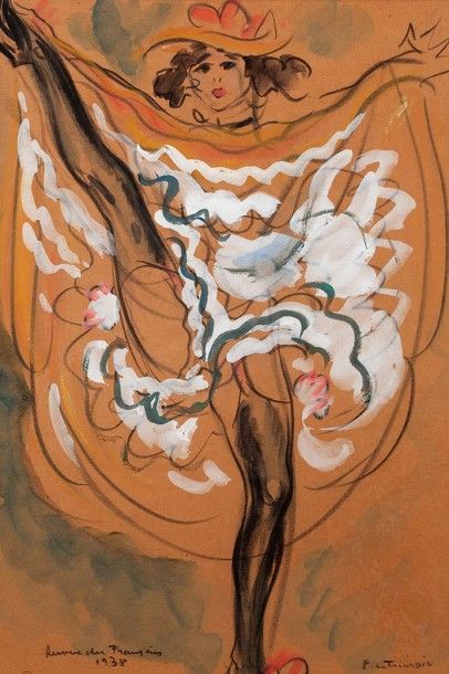 Pierre LE TRIVIDIC (1898-1960) 
Danseuse, 1938
Technique mixte sur papier, signée...