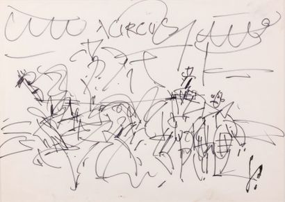 GEN PAUL (1895-1975) 
Circus
Feutre sur papier, monogrammé du cachet humlide en bas...