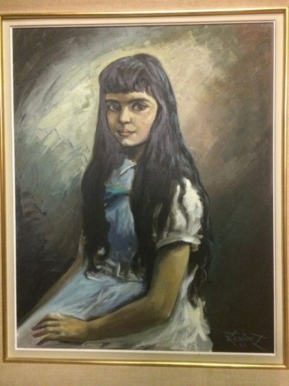Juan RAMIREZ 
Portrait de jeune femme, 1963
Huile sur toile, signée et datée en bas...