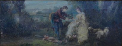 Raoul du GARDIER (1871-1952) 
La cage à l'oiseau
Huile sur toile, signée en bas à...