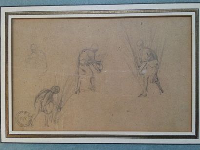 Attribué à Eugène FROMENTIN (1820-1876) 
Etude de personnages
Crayon sur papier marqué...