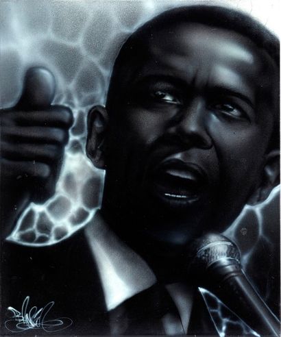 BANGA (né en 1970) Obama, 2011
Acrylique sur toile
Signée en bas à gauche
85,5 x...