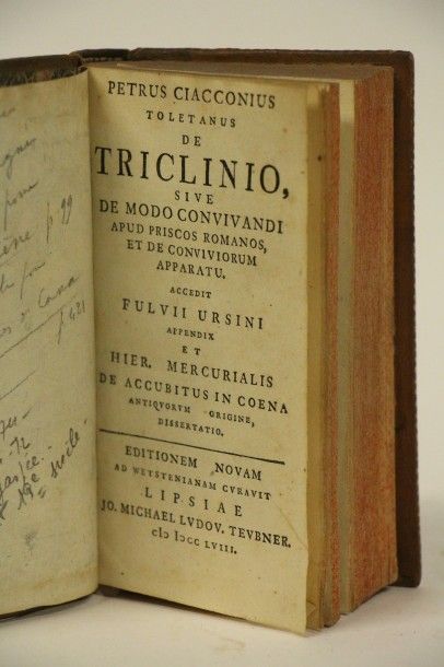 [Chacòn (Pedro; Tolédo 1525 - 1581 Roma)] Petrus Ciacconius Toletanus.
De Triclinio,...