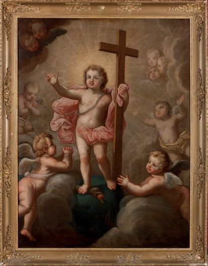 Pierre STARON L’Enfant Jésus en gloire
Toile
130 x 97,5 cm
Signé et daté en bas au...