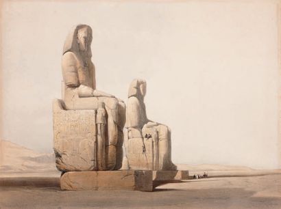 David ROBERTS (1796-1864) 
Les colosses de Memnon
Lithographie signée dans la planche...