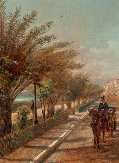 Franz ALT (1821-1914) 
La promenade des anglais
Huile sur toile, signée en bas à...