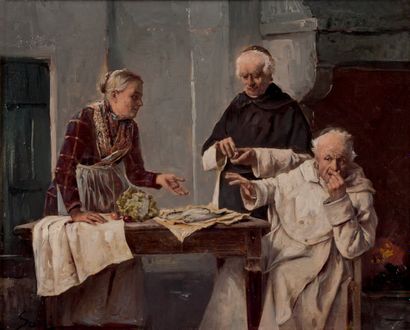 Alessandro SANI (1856-1927) 
La cardinal se faisant servir et Le curé au poisson
Paire...