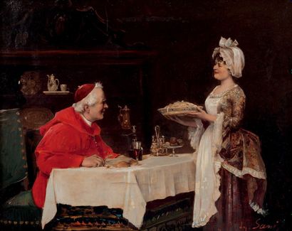 Alessandro SANI (1856-1927) 
La cardinal se faisant servir et Le curé au poisson
Paire...