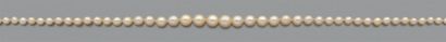 null Collier composé de 113 perles fines en chute, fermoir en or gris serti de brillants
Pb:...