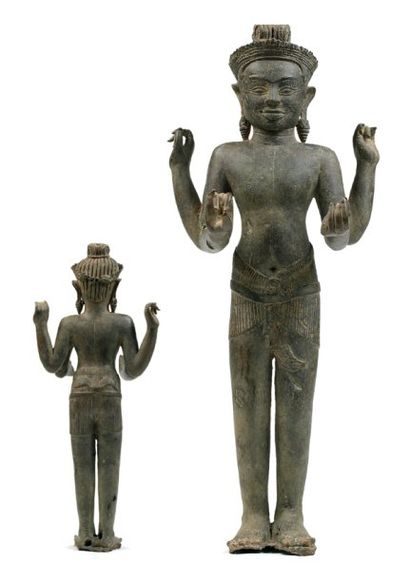 Visnu Bronze. H.: 58 cm Art Khmer. ca 12°...