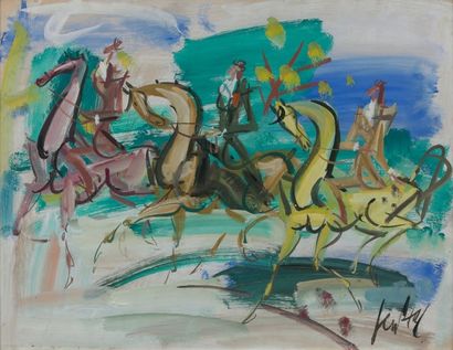 GEN PAUL (1895-1975) La promenade, circa 1950
Gouache sur papier, signée en bas à...