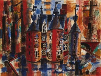 Marcel GROMAIRE (1892-1971) Le Château, 1946
Encre et aquarelle sur papier, signée...