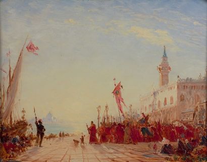 Félix ZIEM (1821-1911) La procession à Venise
Huile sur panneau, signée en bas à...