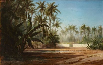 Attribué à Léon BELLY (1827-1877) Vue d'une palmeraie
Huile sur toile, portant une...