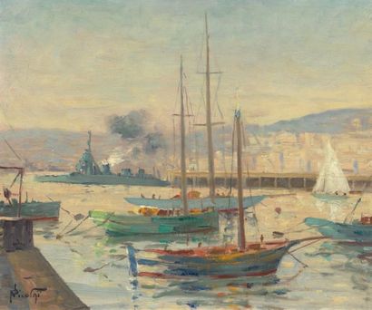 Paul NICOLAÏ (1876-1952) Le port d'Alger
Huile sur panneau, signée en bas à gauche
38...