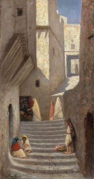 Joseph SINTES (1829-1913) Dans la casbah d'Alger
Huile sur toile, signée en bas à...
