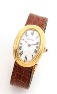 null CARTIER, "BAIGNOIRE, DOUBLE GODRON", vers 1970 RARE MONTRE-BRACELET en or de...