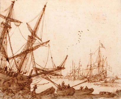 Attribué à Claude-Joseph VERNET (Avignon, 1714-Paris, 1789) Scène maritime
Plume...