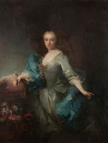 Robert LEVRAC TOURNIERES (Caen 1667 - 1752) Portrait de Michelle Anne Douart de Fleurance,...