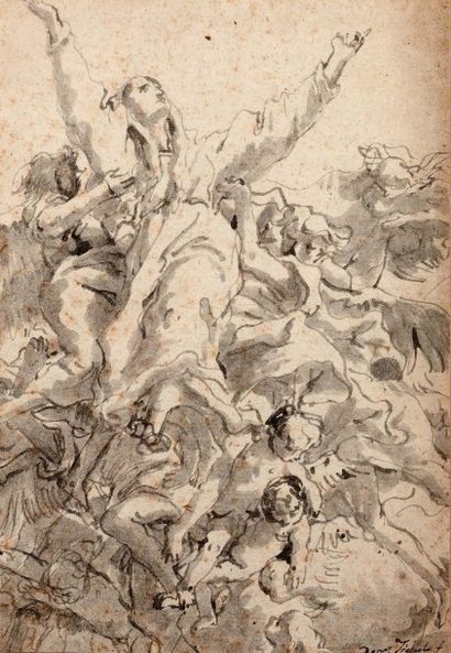 Giandomenico TIEPOLO (Venise, 1727-1804) Vierge en Assomption
Plume et lavis d'encre...