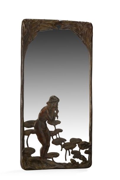 FRANCOIS RUPERT CARABIN, attribué à Miroir rectangulaire à encadrement en bronze... Gazette Drouot