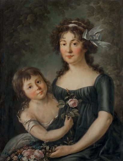 Ecole FRANCAISE vers 1790, entourage d'Adelaïde LABILLE GUIARD (1749-1803) 
Portrait...