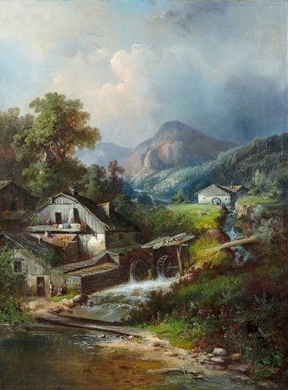 Guido HAMPE (1839-1092) 
Le moulin
Huile sur toile, signée en bas à droite et datée...